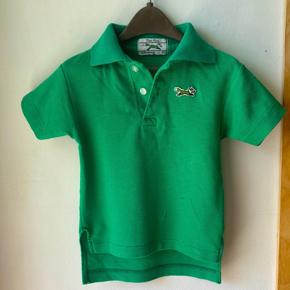 Vintage 80s kelly green polo shirt the Fox by JC Penney size 3T - as is